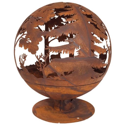 Esschert Design lézerrel kivágott tűztál 57,5x57,5x66 cm rozsdaszínű