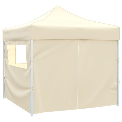 Krémszínű összecsukható pavilon 4 fallal 3 x 3 m