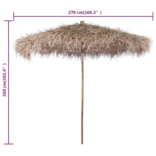 Bambuszernyő banánlevél tetővel 270 cm