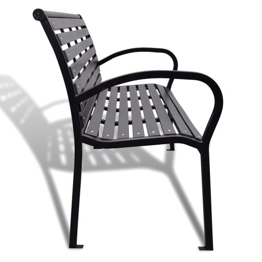 Fekete acél és WPC kerti pad 125 cm