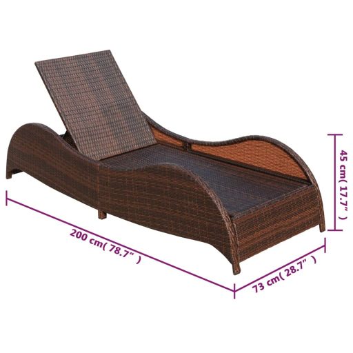 Barna polyrattan napozóágy párnával