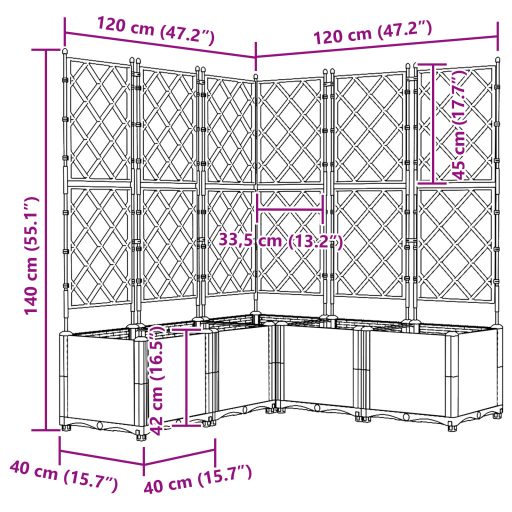 Kert Cserép Rácsos 5 db Barna 120x120x143 cm