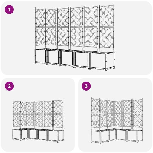 Kertész láda rácsos elemmel 5 db Fekete 120x120x143 cm