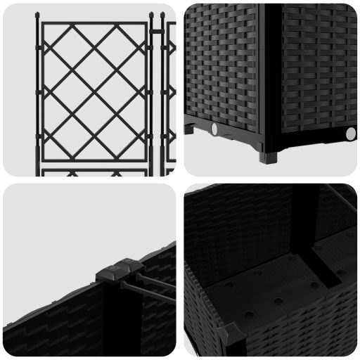 Kertész láda rácsos elemmel 5 db Fekete 120x120x143 cm