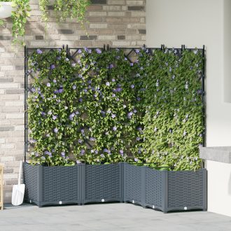   Kert Virágcserép Trellis-szel 5 db Világosszürke 120x120x143 cm