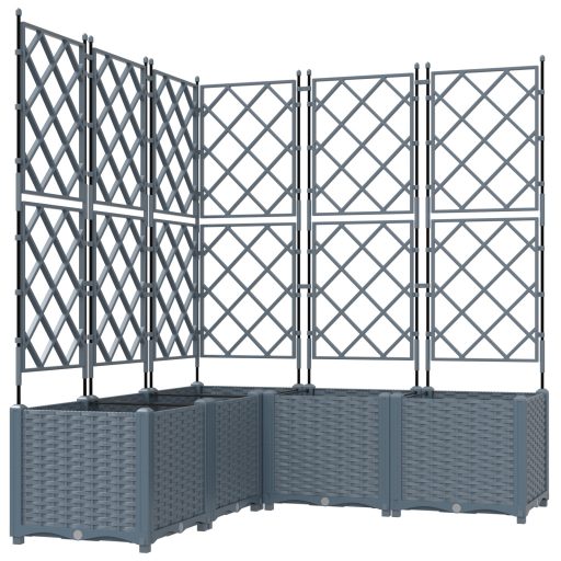 Kert Virágcserép Trellis-szel 5 db Világosszürke 120x120x143 cm