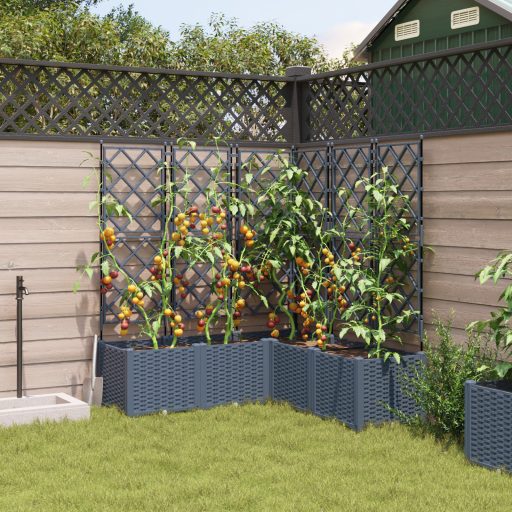 Kert Virágcserép Trellis-szel 5 db Világosszürke 120x120x143 cm