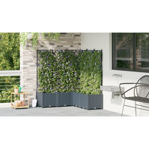 Kert Virágcserép Trellis-szel 5 db Világosszürke 120x120x143 cm