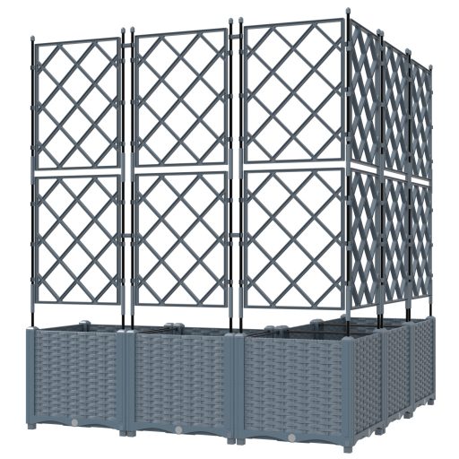 Kert Virágcserép Trellis-szel 5 db Világosszürke 120x120x143 cm