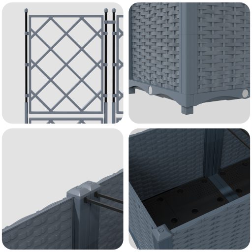 Kert Virágcserép Trellis-szel 5 db Világosszürke 120x120x143 cm