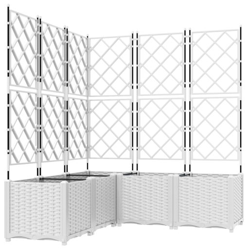 Kertészeti Beültető Trellisszel 5 db Fehér 120x120x143 cm
