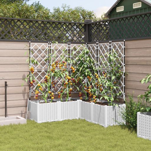 Kertészeti Beültető Trellisszel 5 db Fehér 120x120x143 cm