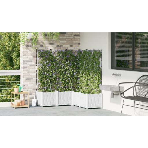 Kertészeti Beültető Trellisszel 5 db Fehér 120x120x143 cm