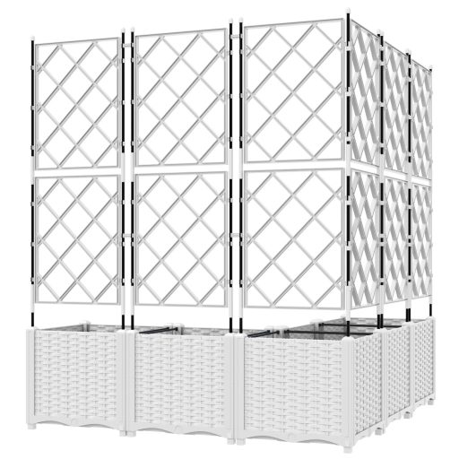 Kertészeti Beültető Trellisszel 5 db Fehér 120x120x143 cm
