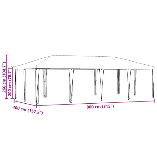 Buli Sátor Fehér 8x4 m PE