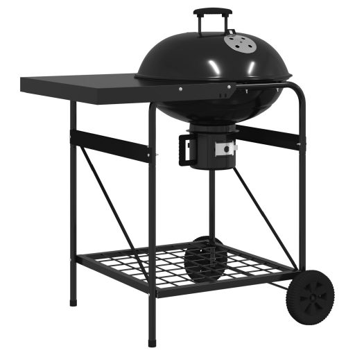 Fekete Faszenes Grill Fiókkal és Tetővel 96x72x113 cm