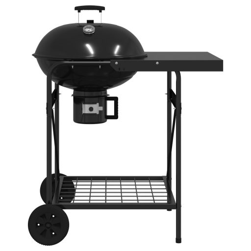 Fekete Faszenes Grill Fiókkal és Tetővel 96x72x113 cm