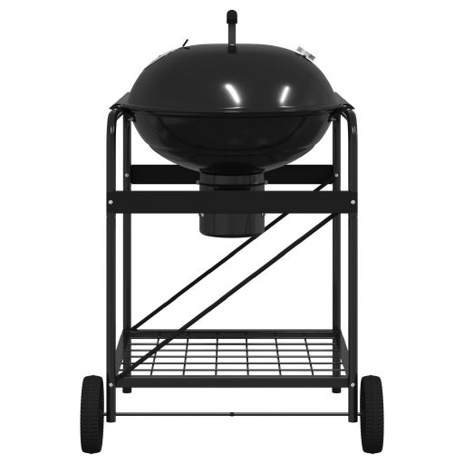 Fekete Faszenes Grill Fiókkal és Tetővel 96x72x113 cm
