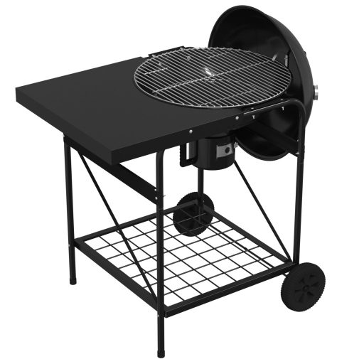 Fekete Faszenes Grill Fiókkal és Tetővel 96x72x113 cm