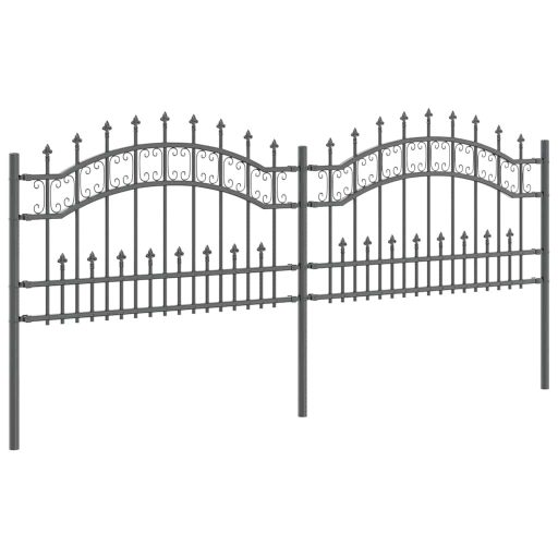 Kertkerítés Szürke 115 cm Porszórt Acél