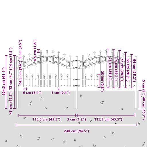 Kertkerítés Szürke 115 cm Porszórt Acél