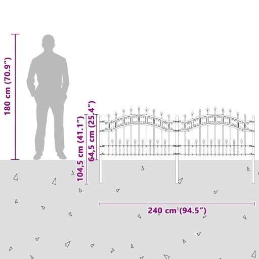 Kertkerítés Szürke 115 cm Porszórt Acél