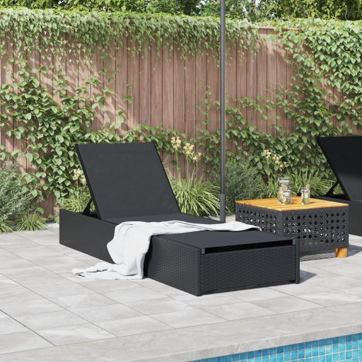 Napozóágy Fekete 60x200x27 cm Poli Rattan
