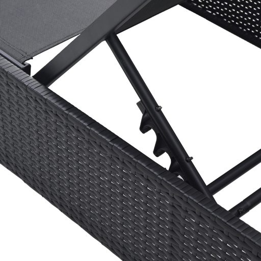 Napozóágy Fekete 60x200x27 cm Poli Rattan