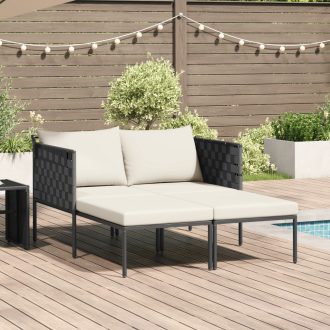   Napozóágy párnákkal 2 fő részére Anthracite 115x153x69,5 cm Acél