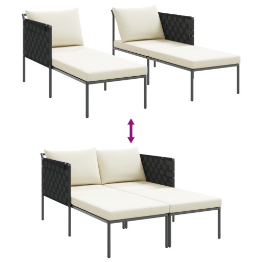 Napozóágy párnákkal 2 fő részére Anthracite 115x153x69,5 cm Acél