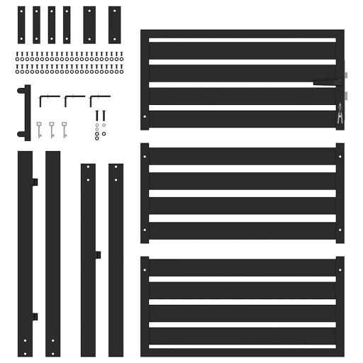 Fekete alumínium kerti kapu zárható 100x120 cm