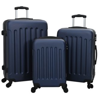   Bőrönd szett 3 db Kemény héjú Sötétkék 20” 24” 28” ABS