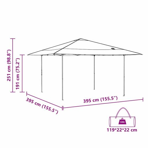 Tetősátor Narancssárga 400 x 400 x 227 / 236 / 245 cm Oxford szövet