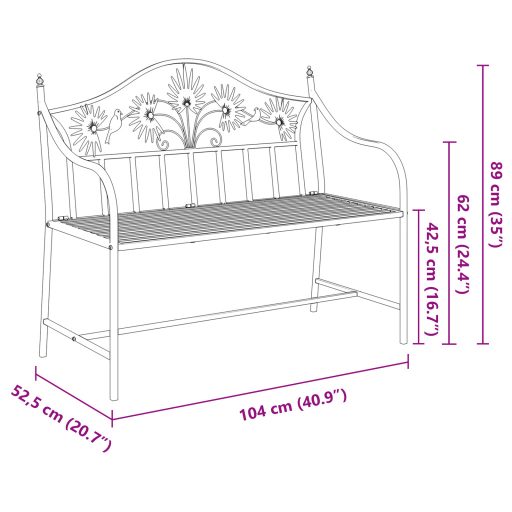 Pad Fehér Fém 104 x 52.5 x 89 cm Hosszan Tartó Kültéri Pad