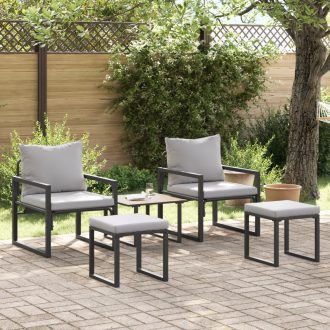Kerti Kanapé Szett 4 pcs Fekete 61 x 72.5 x 71 cm Acél