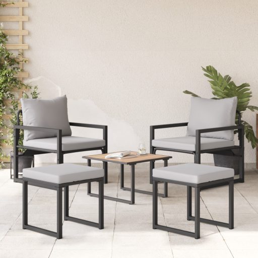 Kerti Kanapé Szett 4 pcs Fekete 61 x 72.5 x 71 cm Acél