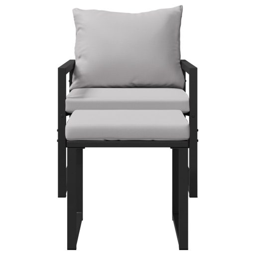 Kerti Kanapé Szett 4 pcs Fekete 61 x 72.5 x 71 cm Acél