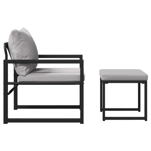 Kerti Kanapé Szett 4 pcs Fekete 61 x 72.5 x 71 cm Acél