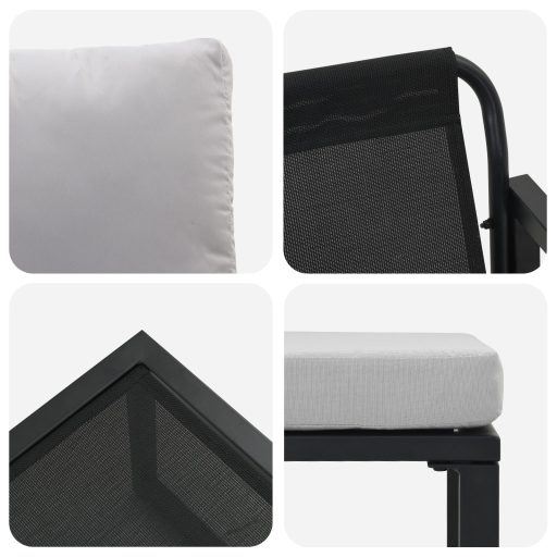 Kerti Kanapé Szett 4 pcs Fekete 61 x 72.5 x 71 cm Acél