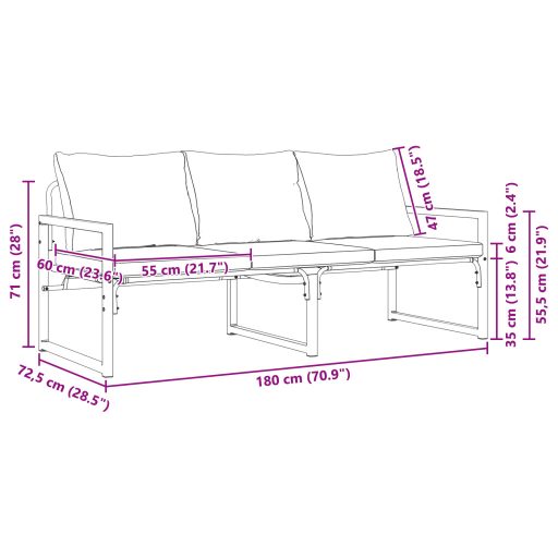 Kerti pad Fekete 61 x 72.5 x 71 cm Acél
