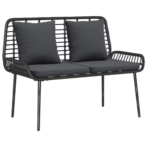Kerti pad Fekete, Antracit 109 x 63 x 83 cm Poli rattan, acél