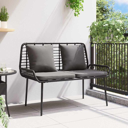 Kerti pad Fekete, Antracit 109 x 63 x 83 cm Poli rattan, acél