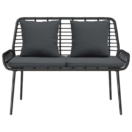 Kerti pad Fekete, Antracit 109 x 63 x 83 cm Poli rattan, acél