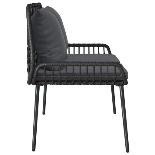 Kerti pad Fekete, Antracit 109 x 63 x 83 cm Poli rattan, acél