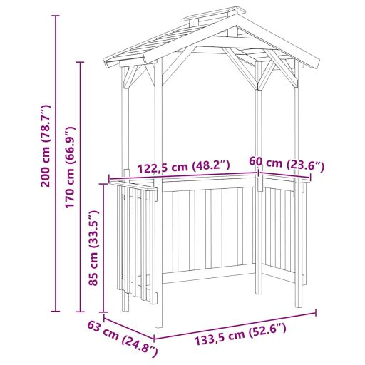 Grillsátor Barna 133.5 x 63 x 200 cm Impregnál szőke fenyő