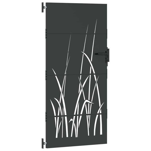 Kerti kapu zárral Fekete 105 x 200 cm Porszórt Acél