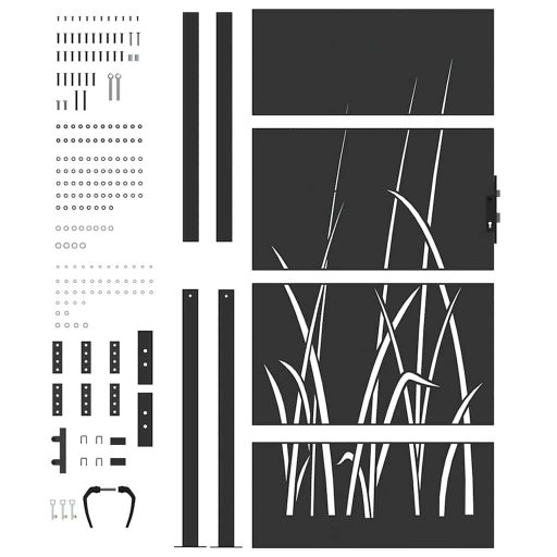 Kerti kapu Fekete 105 x 200 cm Porszórt Acél