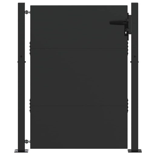 Kerti kapu zárral Fekete 105 x 150 cm Porszórt Acél