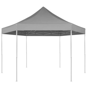   Szürke összecsukható hatszög alakú pop-up pavilon 3,6 x 3,1 m
