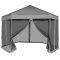 Szürke hatszögletű felugró pavilon 6 oldalfallal 3,6 x 3,1 m